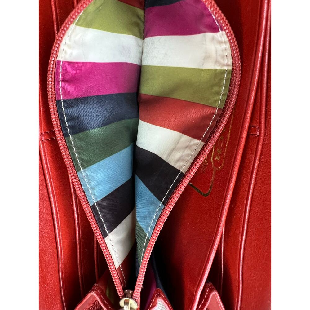 Vintage COACH Heritage Signature Stripe Wallet Red Multi-Color Legacy Lining - Picture 12 of 13